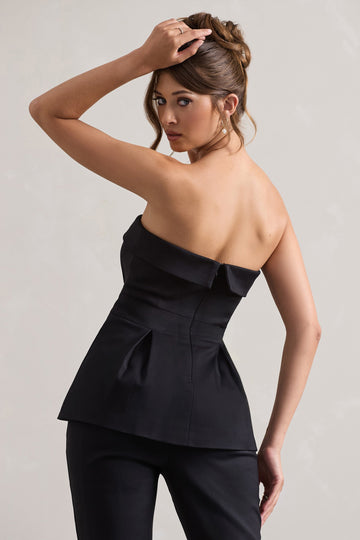 Arrow Black Strapless Tailored Top